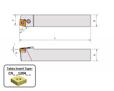 PCBNR 2525 M12 (75Deg) Lever Lock Clamp Toolholder